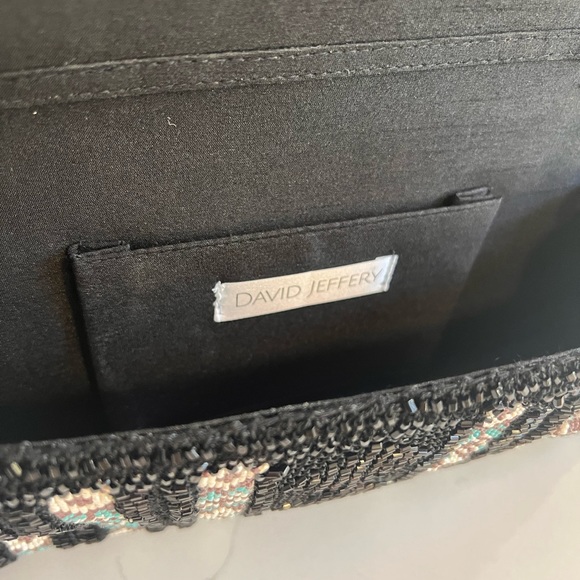 NWT David Jeffery Crossbody  Bag Beaded Black & Multicolor Aztec - Picture 3 of 6